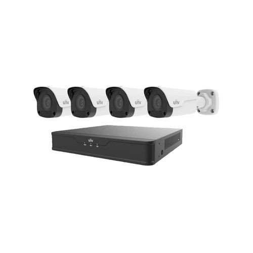 Uniview Système de Vidéosurveillance à 4 caméras( Kit-DVR 4canaux 2MP+ 4 caméras bullet 2MP INFRAROUGE) SANS CABLES ET SANS DISQUE DUR
